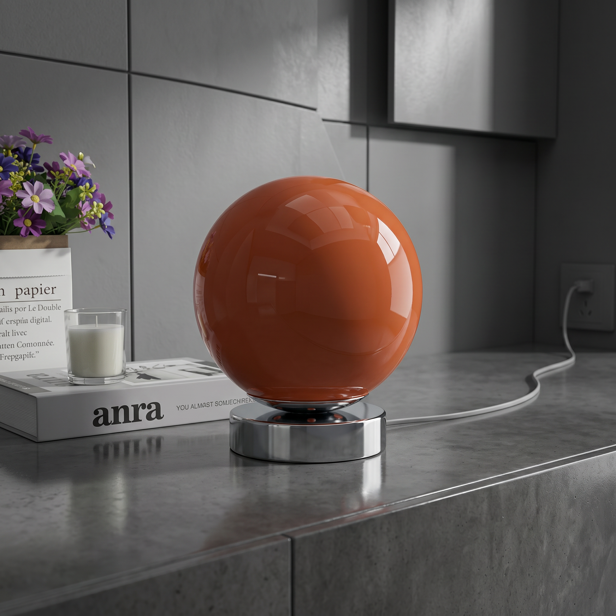 Round Glass Bedside Lamp