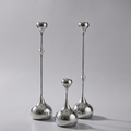Elegant Silver Teardrop Candle Holder Set